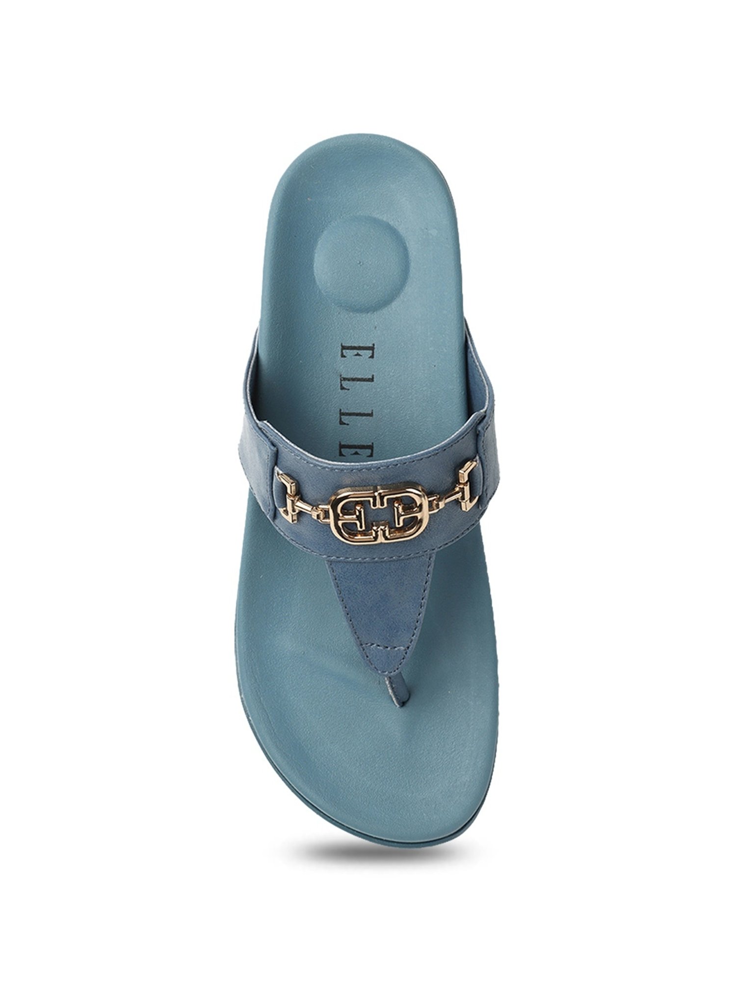 Elle Women's Blue T-Strap Sandals