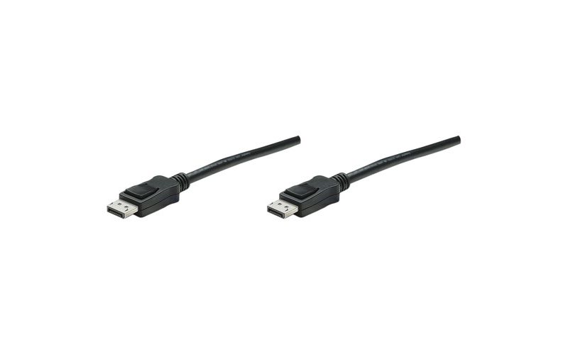 Manhattan DisplayPort Male/Male Monitor Cable, 3.3', Black - DisplayPort 20-pin male to DisplayPort 20-pin male latching connections