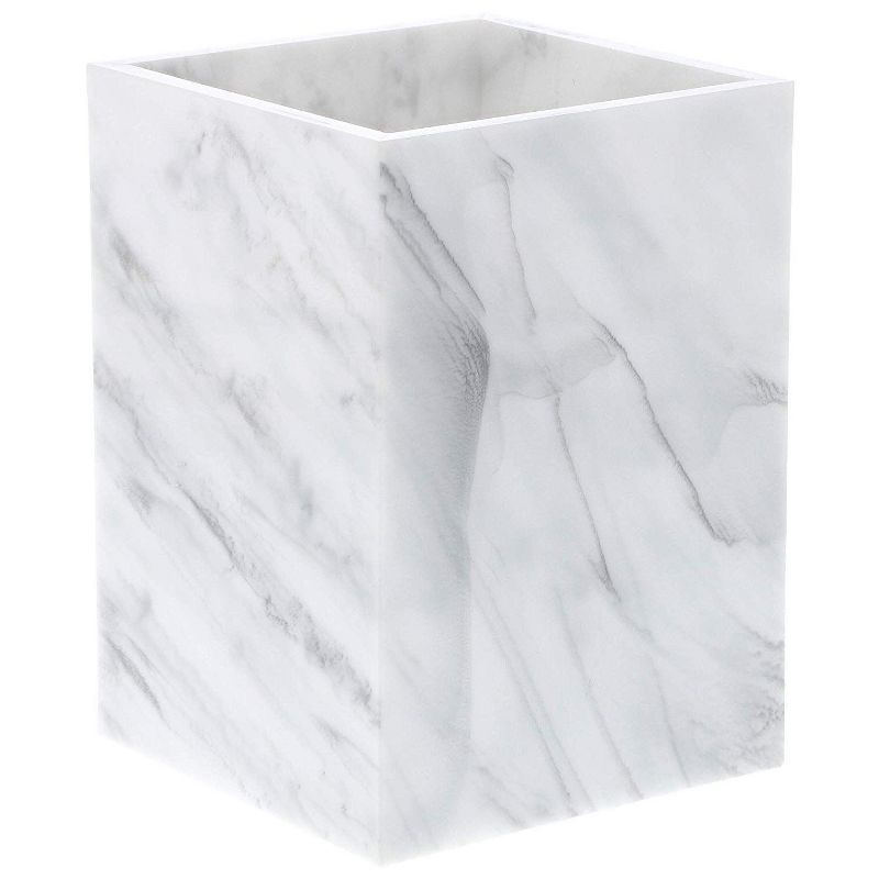 2 Pack Pencil Pen Makeup Brush Cup Holder Plastic Desk Organizer Stationery Storage Pot Multi Purpose Use Marble Pattern for Kids Adults Men Women