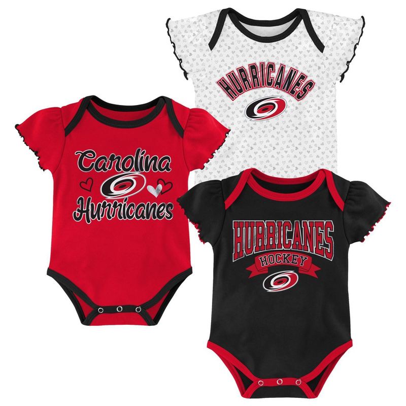 NHL Carolina Hurricanes Girls' Winning Goal Bodysuit Set 3pk - 0-3M