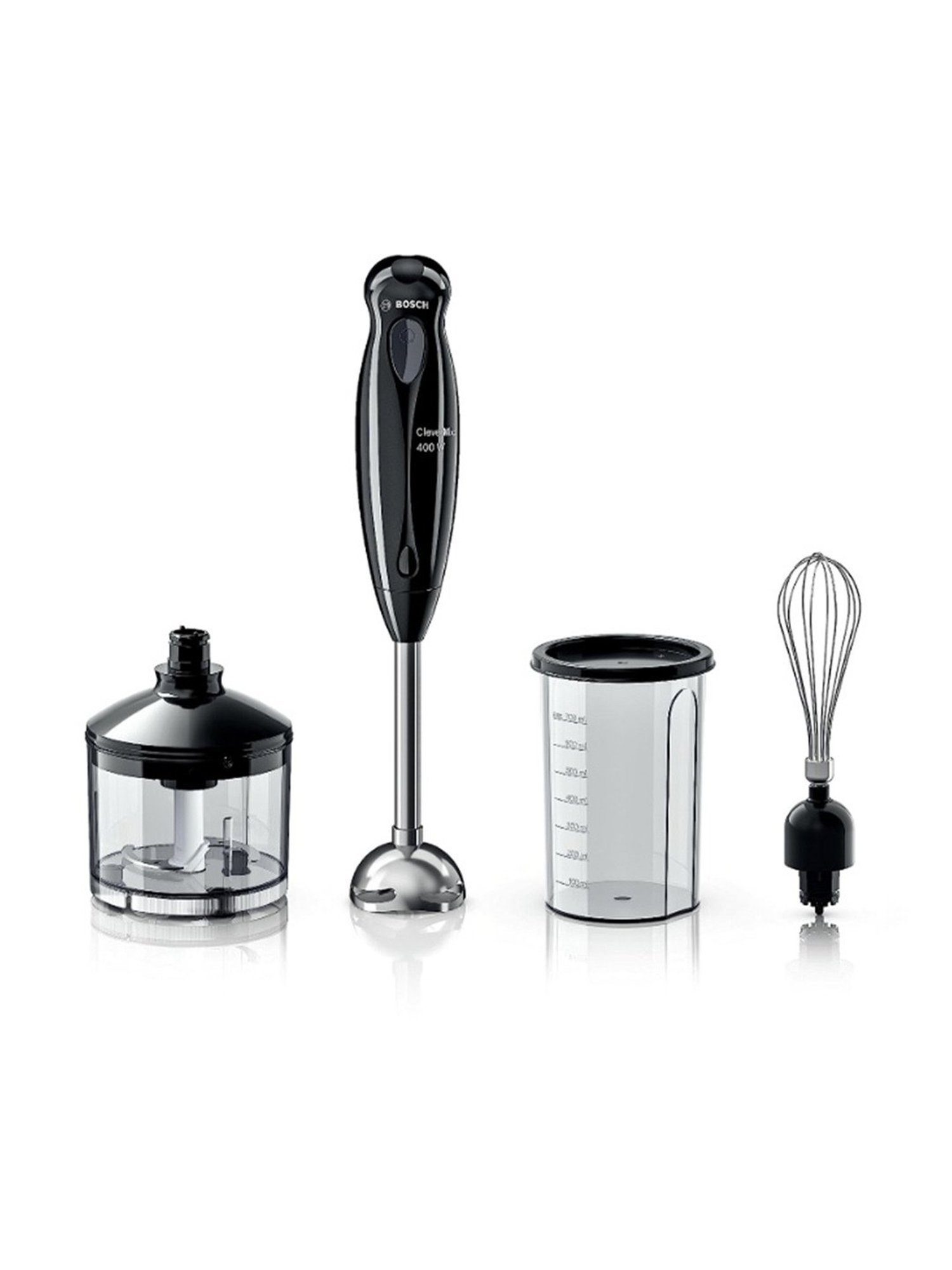 Bosch 400 Watts Steel Leg Hand Blender With Beaker, Chopper & Whisker (Black)