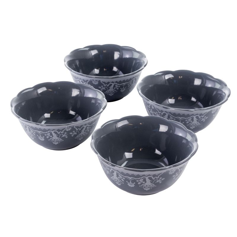 Gibson Elite Medallion 4 Piece Stoneware Scalloped Cereal Bowl Set