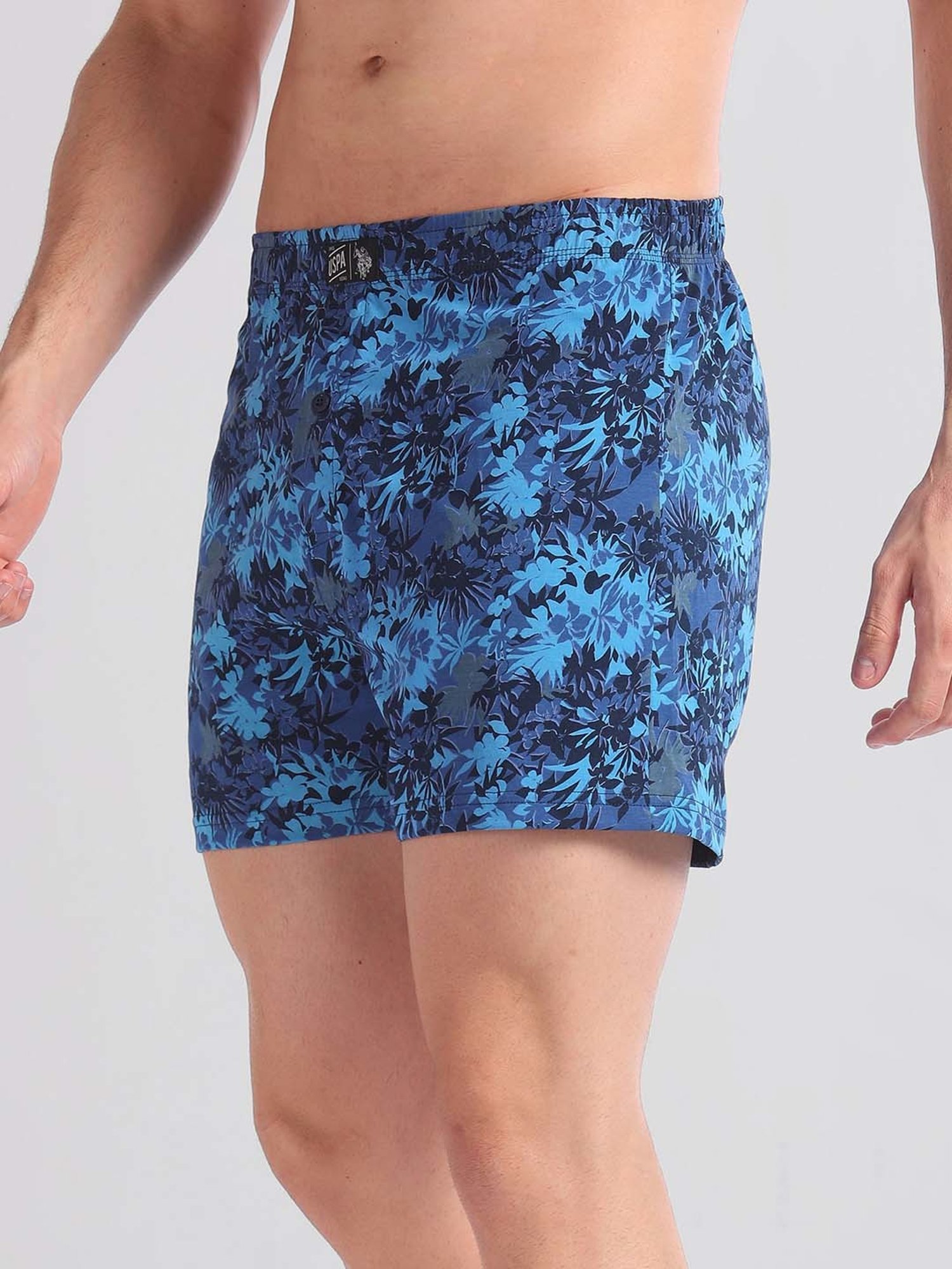 U.S. Polo Assn. Blue & Navy Regular Fit Printed Boxers - Pack of 2