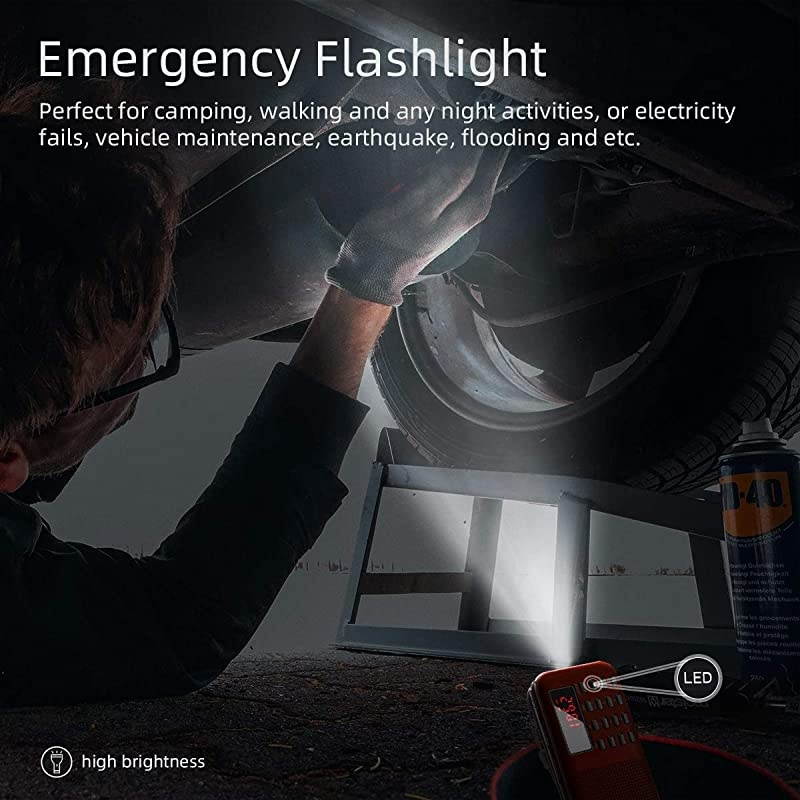 Small Portable Pocket Radio AM FM Digital Radio with LED Flashlight Micro SDTF CardUSB MP3 Music Player Auto Scan Save 1200mAh Rechargeable Battery Operated by Latest Version