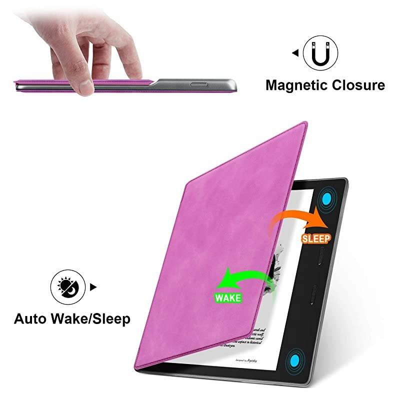 Skin Touch Feeling Case for All-New Kindle Oasis(10th Gen, 2019 Release & 9th Gen, 2017),Durable Soft Leather with Auto Wake/Sleep,Strong Adsorption for All-New 7''Kindle Oasis,The Maple Yellow