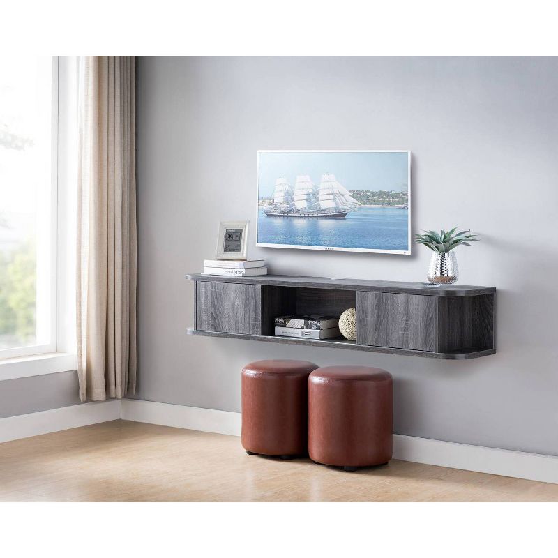 60" Edwige Floating TV Console Distressed Gray - miBasics