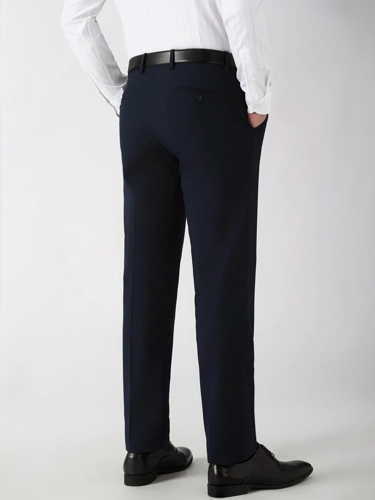 Peter England Navy Slim Fit Trousers