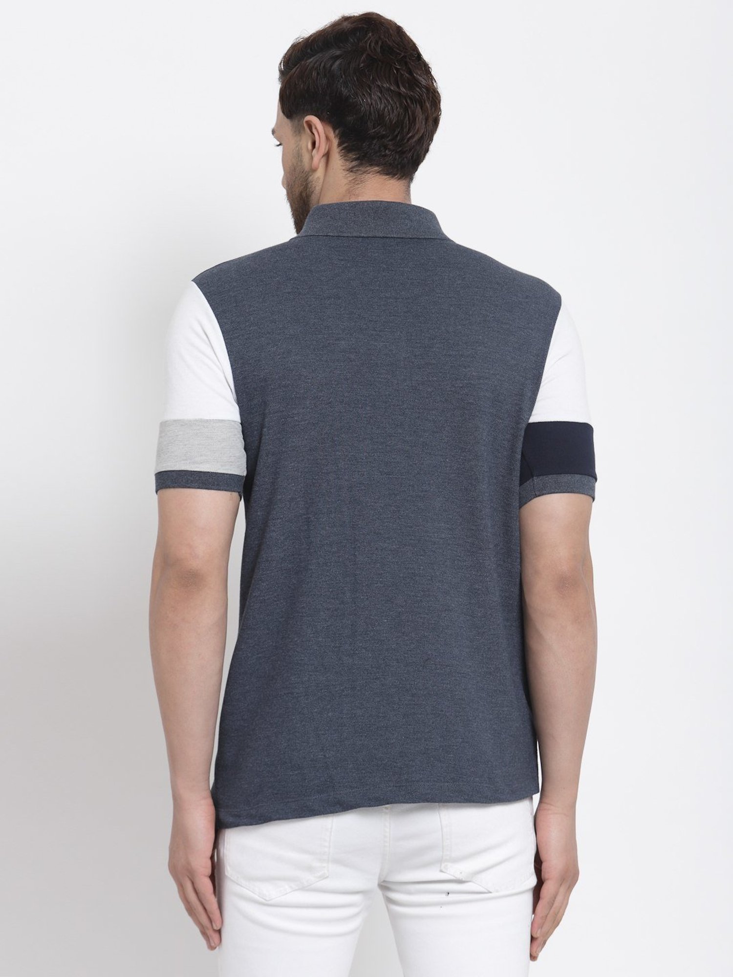 Kalt Multicolor Cotton Regular Fit Colour Block Polo T-Shirt