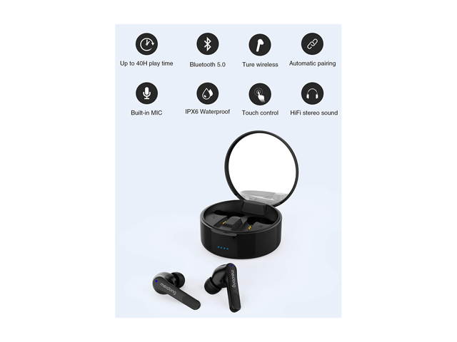 Wireless Earbuds,Meidong KY06A Bluetooth 5.0 Headphones in Ear Buds Wireless Earphones HiFi Stereo IPX6 Waterproof 40H Playtime for Workout Running Sports Gymwith Wireless Charging Case