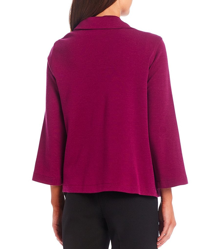 Ali Miles Printed Button Front Floral Wire Neck 3/4 Bell Sleeve Jacket