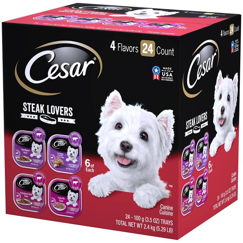 Cesar Steak Lovers Wet Dog Food - 3.5oz/24ct Variety Pack