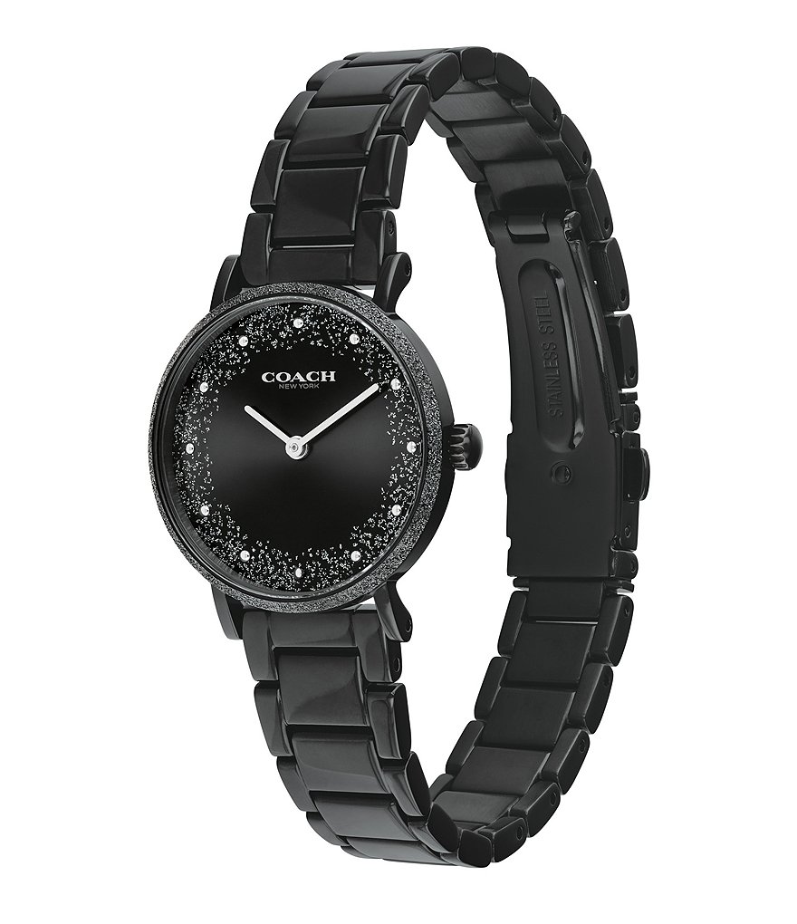 COACH Perry Black IP Shimmer Texture Bezel Bracelet Watch