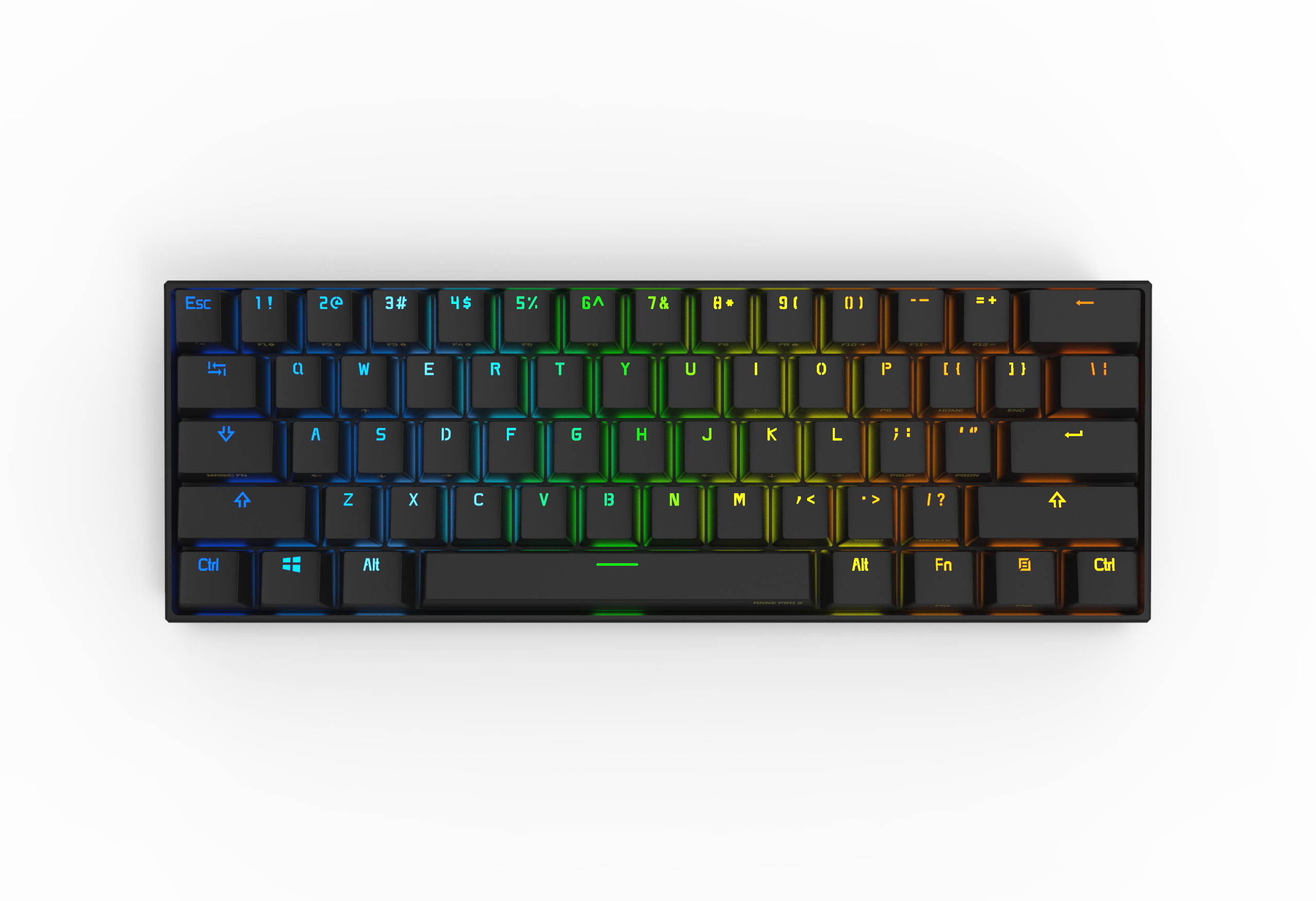Anne Pro 2 Wired/ Wireless Gaming Mechanical Keyboard 60% RGB Bluetooth 4.0 PBT Key Cap N-Key Roll Over Type-c Red Switch (Black)