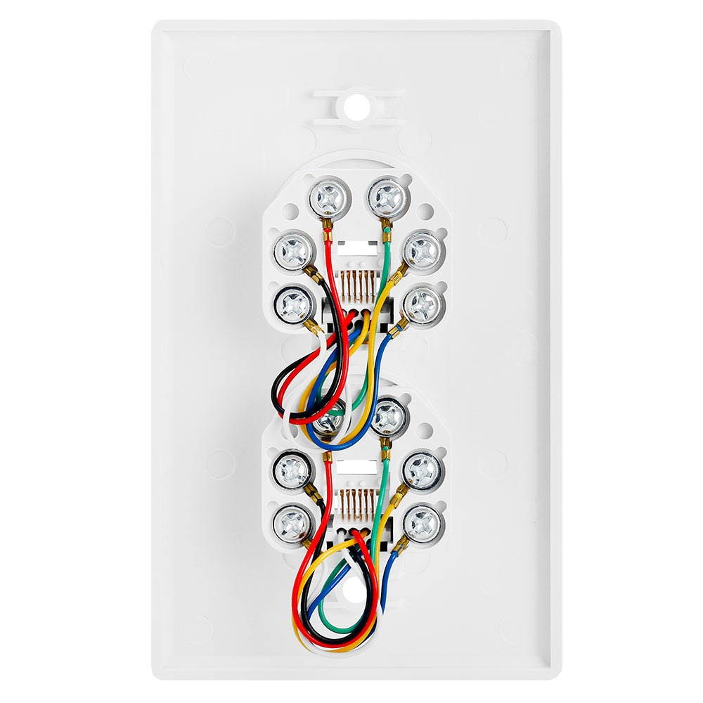 Cmple - Wall Plate Jacks 6P6C Double White