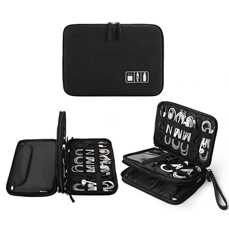Electronics Organizer  Electronic Accessories Cable Organizer Bag Waterproof Travel Cable Storage Bag for Charging Cable Cellphone Mini Tablet Up to 79 and More All Black