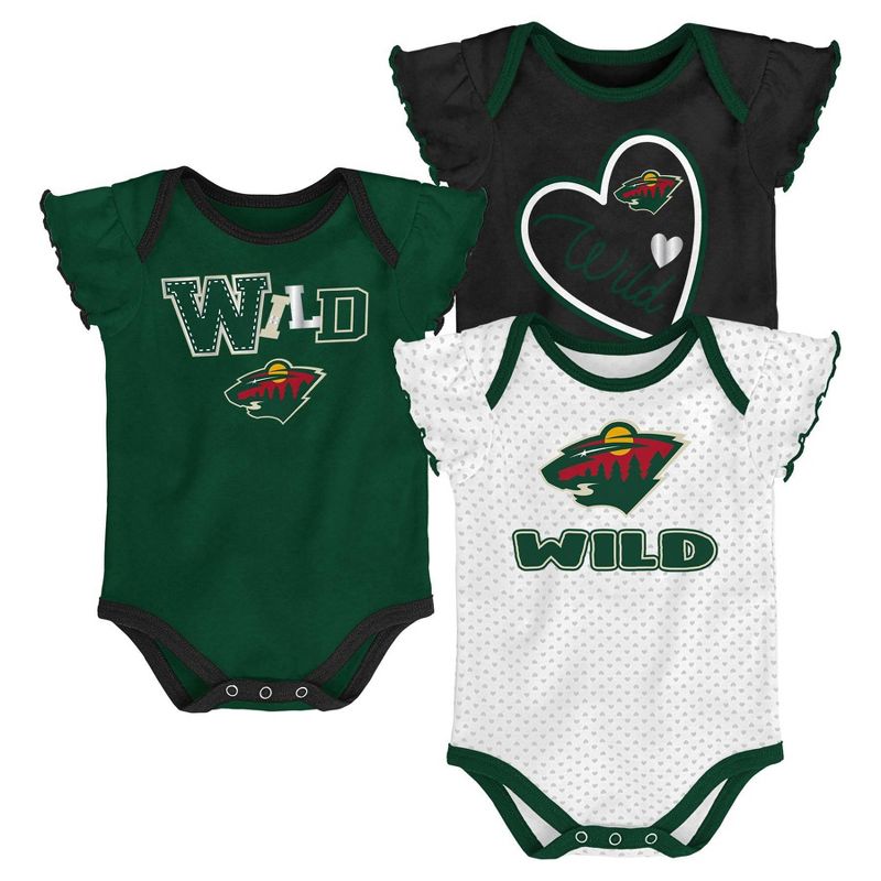 NHL Minnesota Wild Girls' Winning Goal 3pk Body Suit Set - 18M