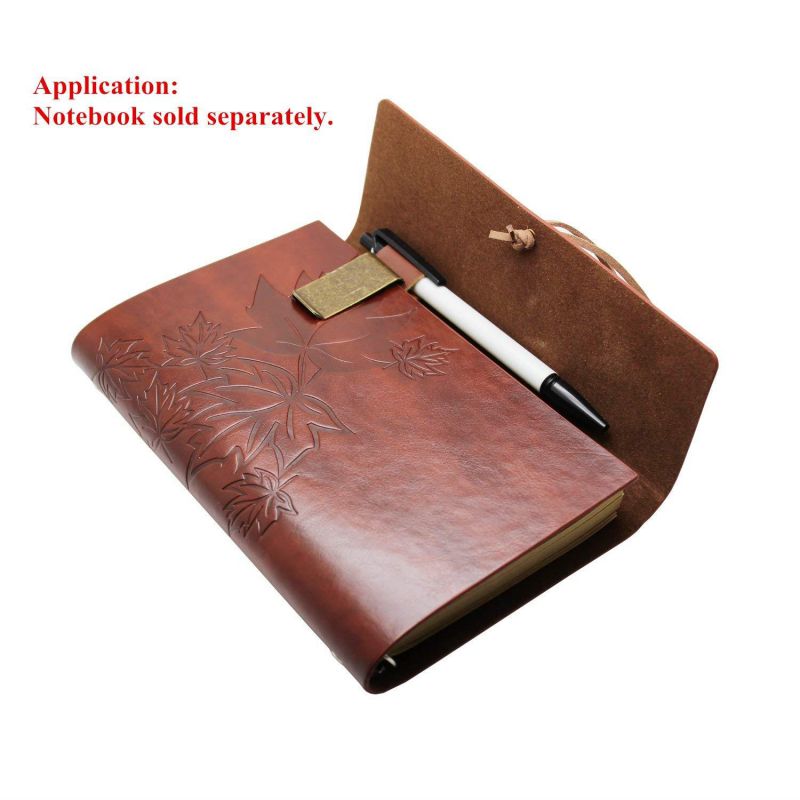LJY 3-Pack Retro Style Traveler Notebook Leather Pen Holder Pencil Loop Stainless Steel Clip (Brown)