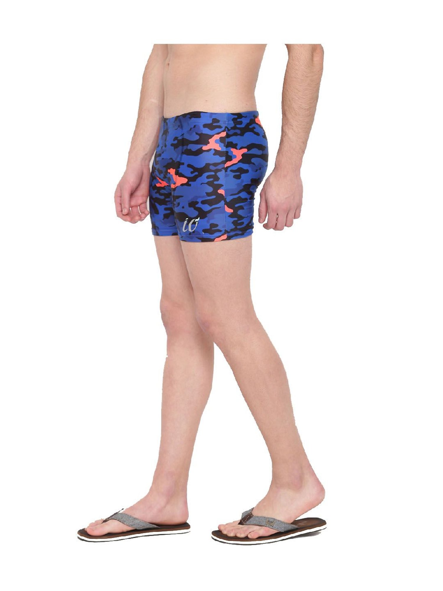 IO Blue Camo Skinny Fit Swim Shorts