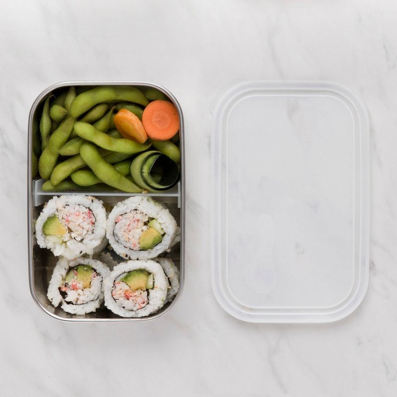 U-Konserve Stainless Steel Food-Storage Container Bento Rectangle 25oz - Clear Plastic Lid