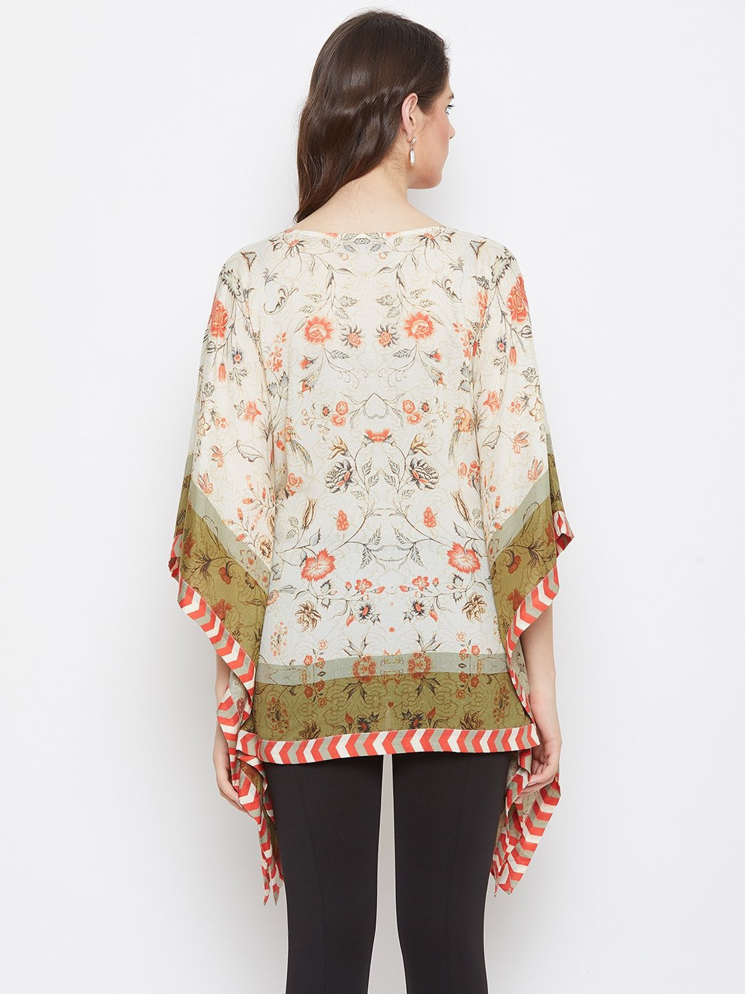 The Kaftan Company Off White Printed Kaftan Top