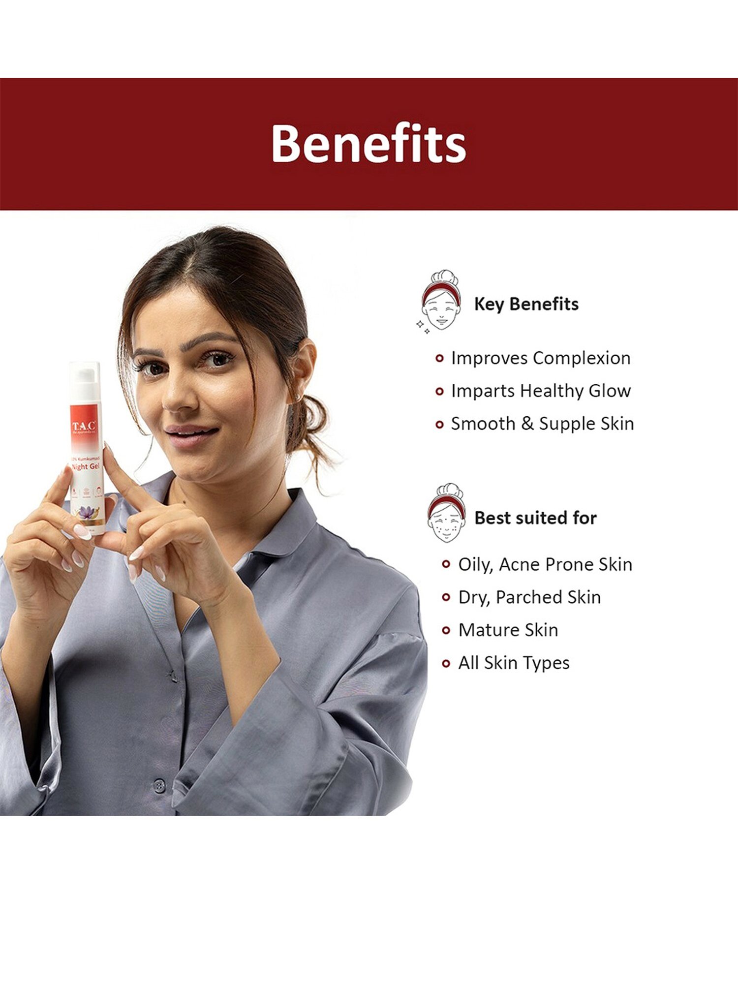 TAC - The Ayurveda Co. Kumkumadi Night Gel - 50 gm