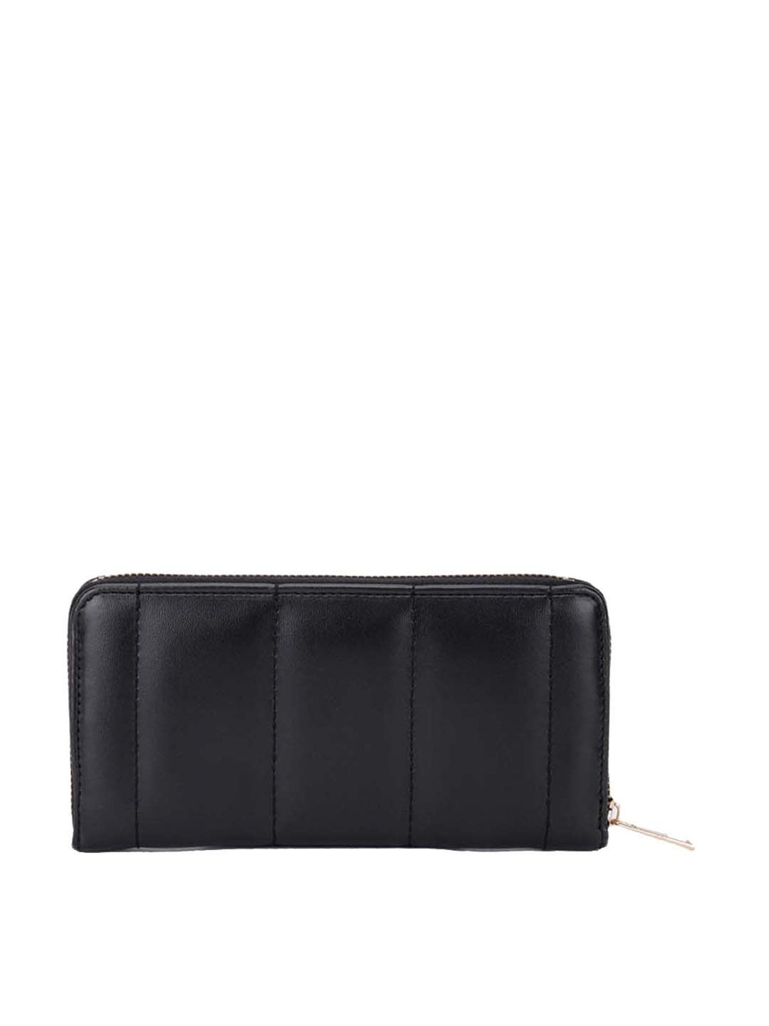 KLEIO Black Quilted Zip Around Wallet for Women