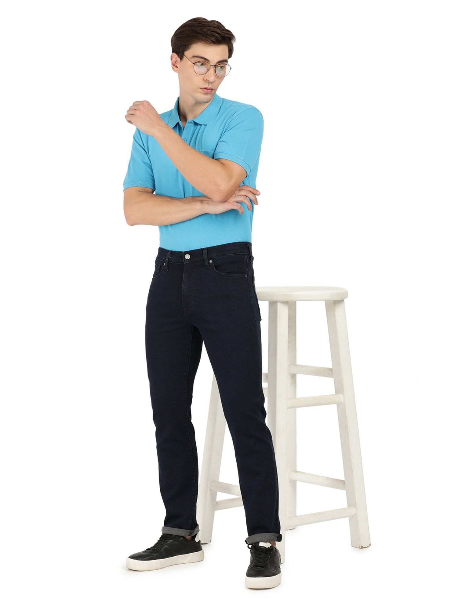 EVERBLUE Blue Regular Fit Midrise Stretchable Jeans