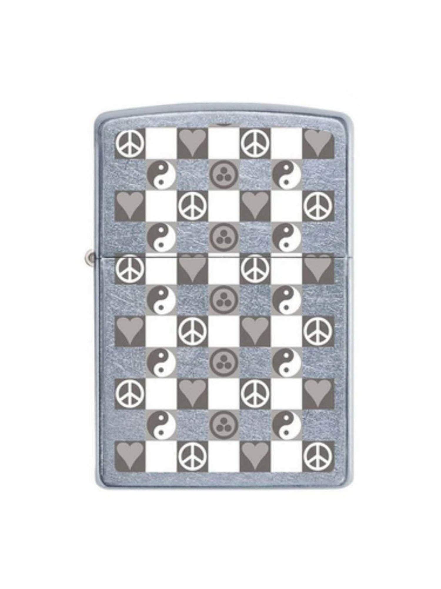 Zippo White Plaid Peace Design Street Brass Pocket Lighter