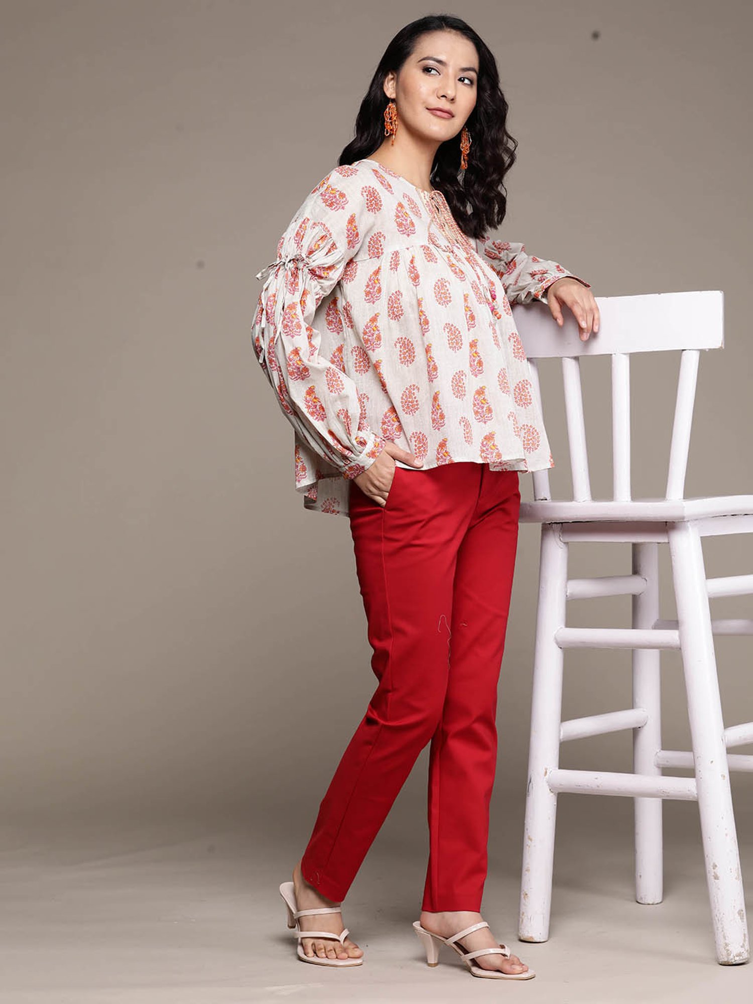 aarke Ritu Kumar Grey Printed Top