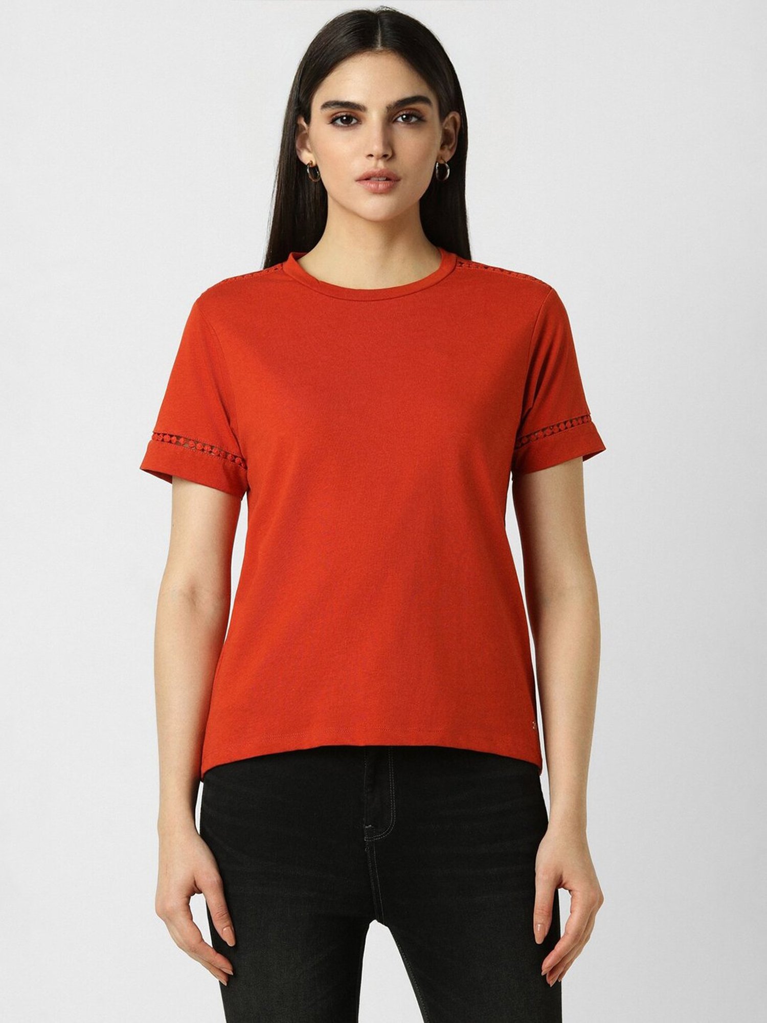 Van Heusen Red Cotton Regular Fit Top