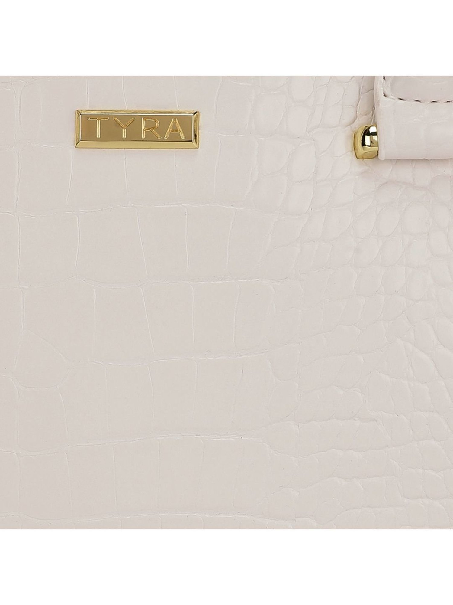 Tyra Alice White Textured Faux Leather Handbag