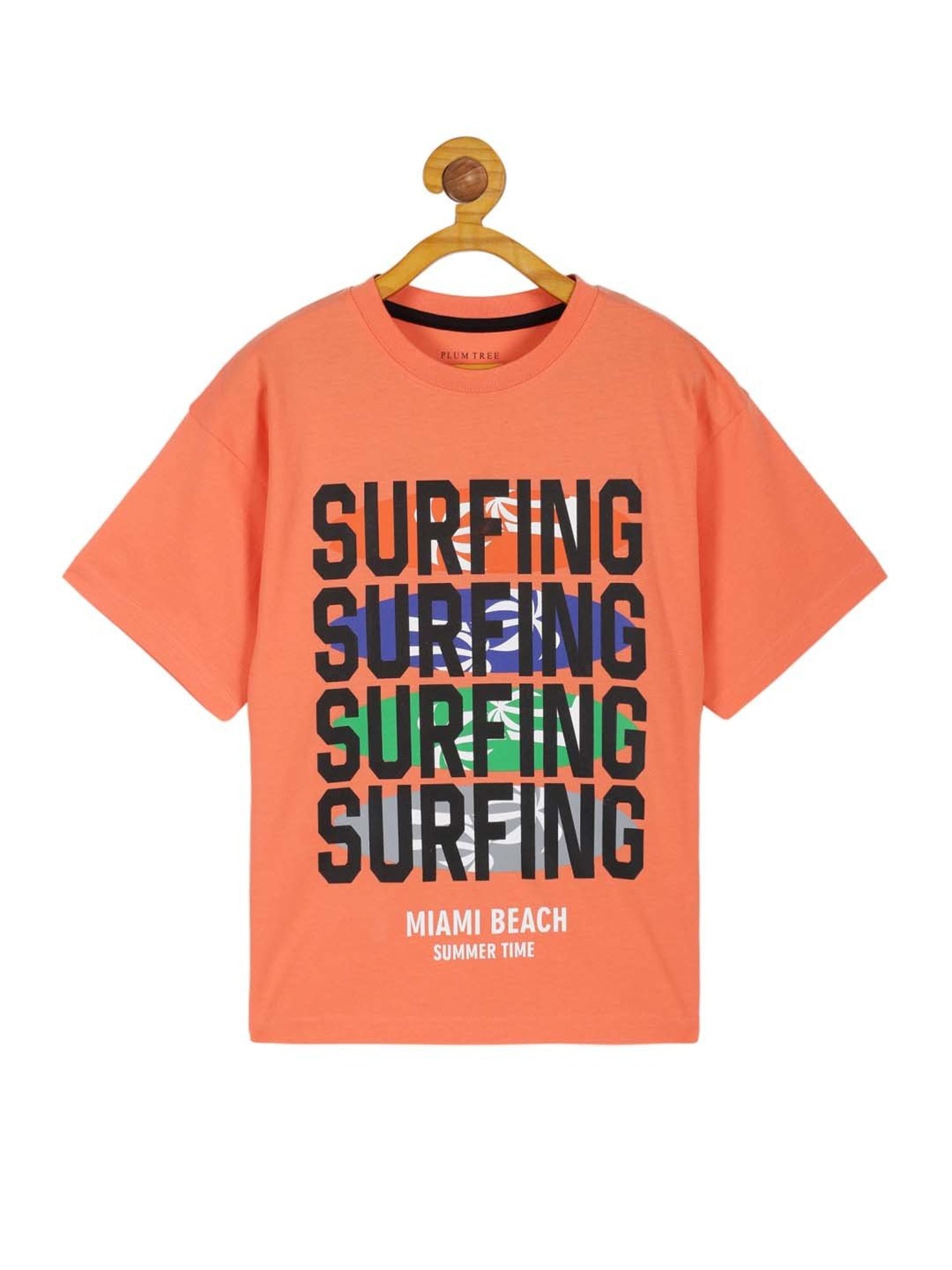 Plum Tree Kids Peach & Grey Cotton Printed T-Shirt Set