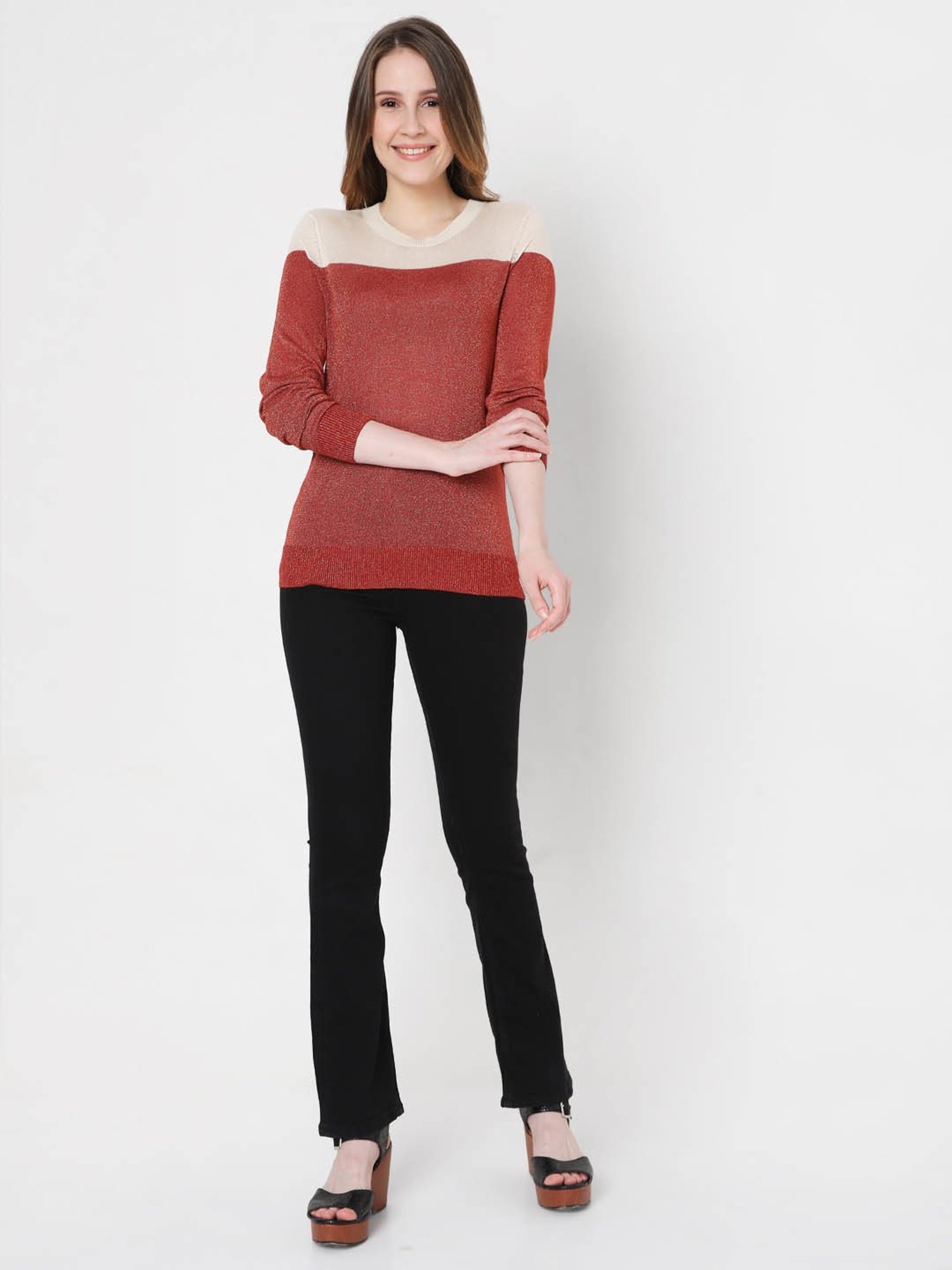 Vero Moda Red Textured Sweater