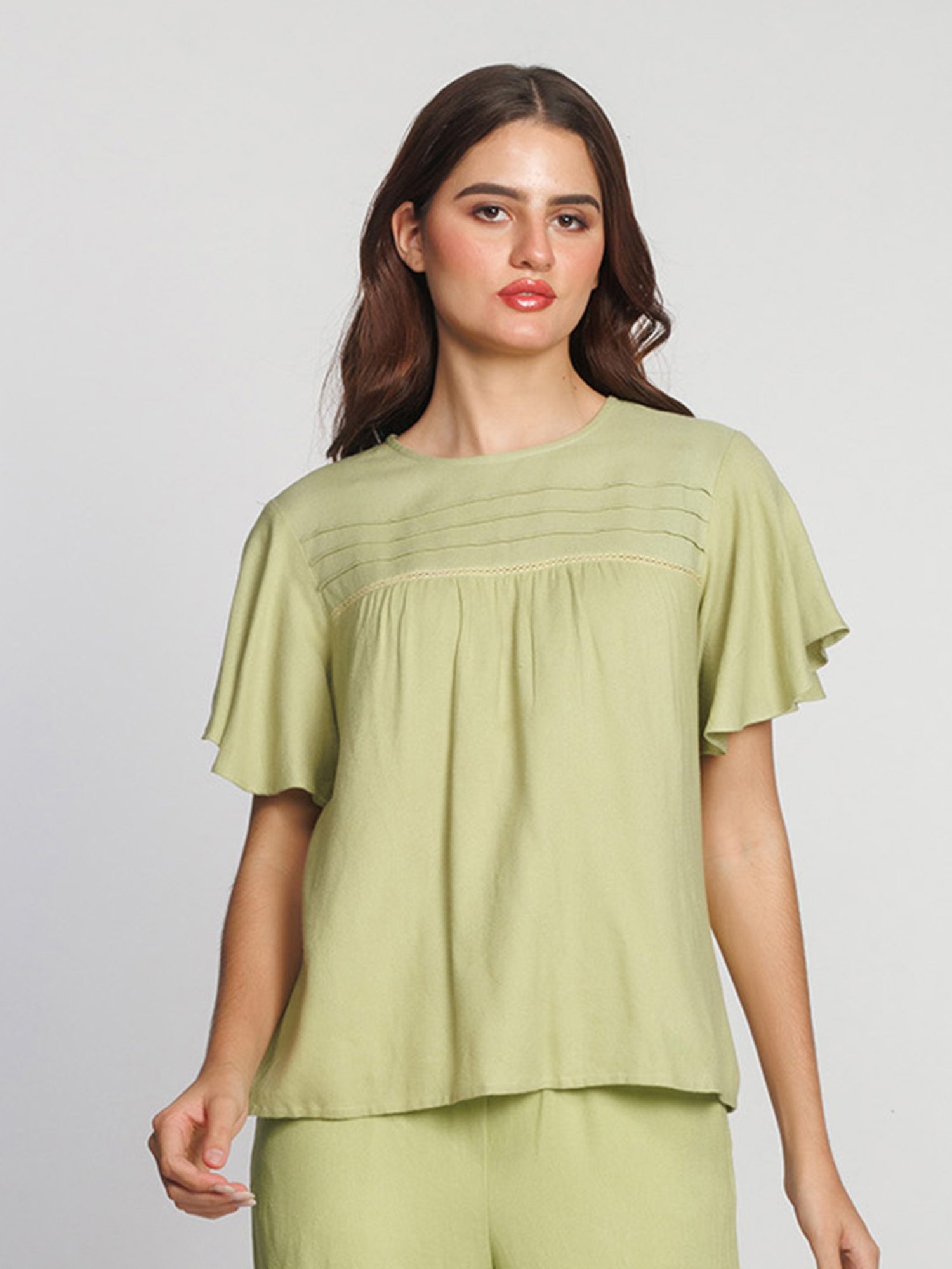 Zink London Sage Green Relaxed Fit Top