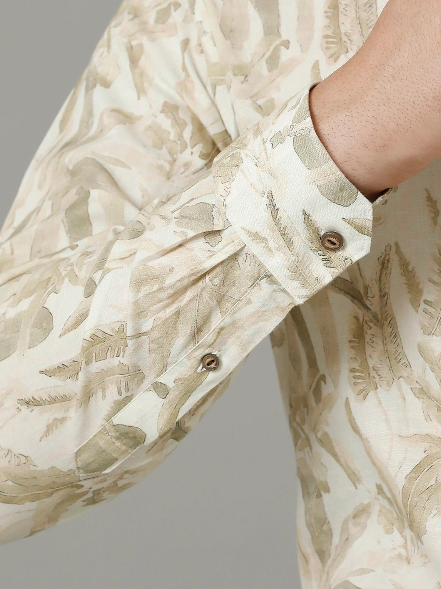 Cavallo By Linen Club Green Linen Contemporary Fit Printed Shirt