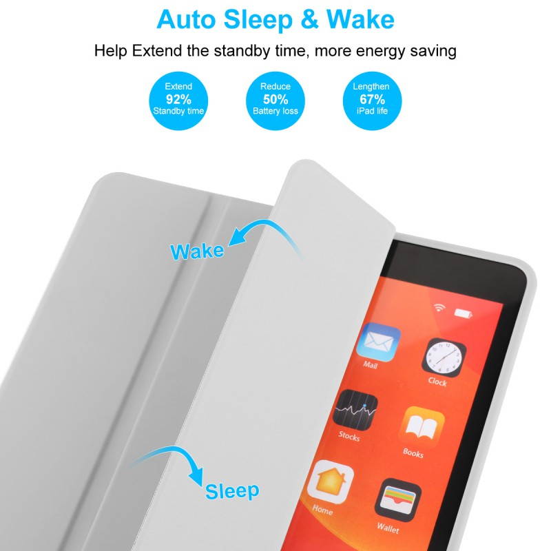 Case Compatible with iPad Mini 7.9" 2019 iPad Mini 5th Gen with Pencil Holder,Protective Case with Ultrathin Trifold PU Leather,Auto Sleep/Wake Cover Compatible for iPad Mini 5th Gen,Grey