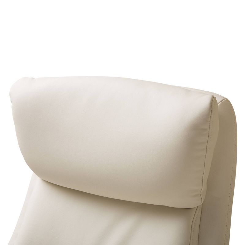 Mid Century Modern Bonded Leather Gaslift Adjustable Swivel Office Chair Cream - Glitzhome