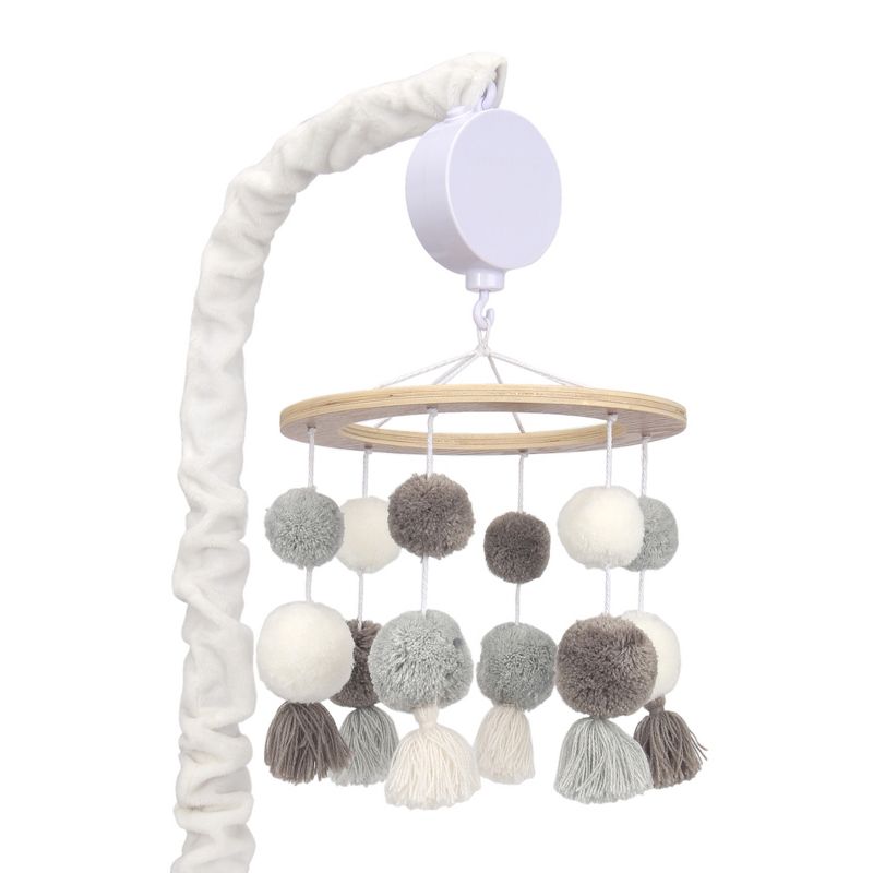 Lambs & Ivy Signature Pom Pom Musical Baby Crib Mobile - White/Gray