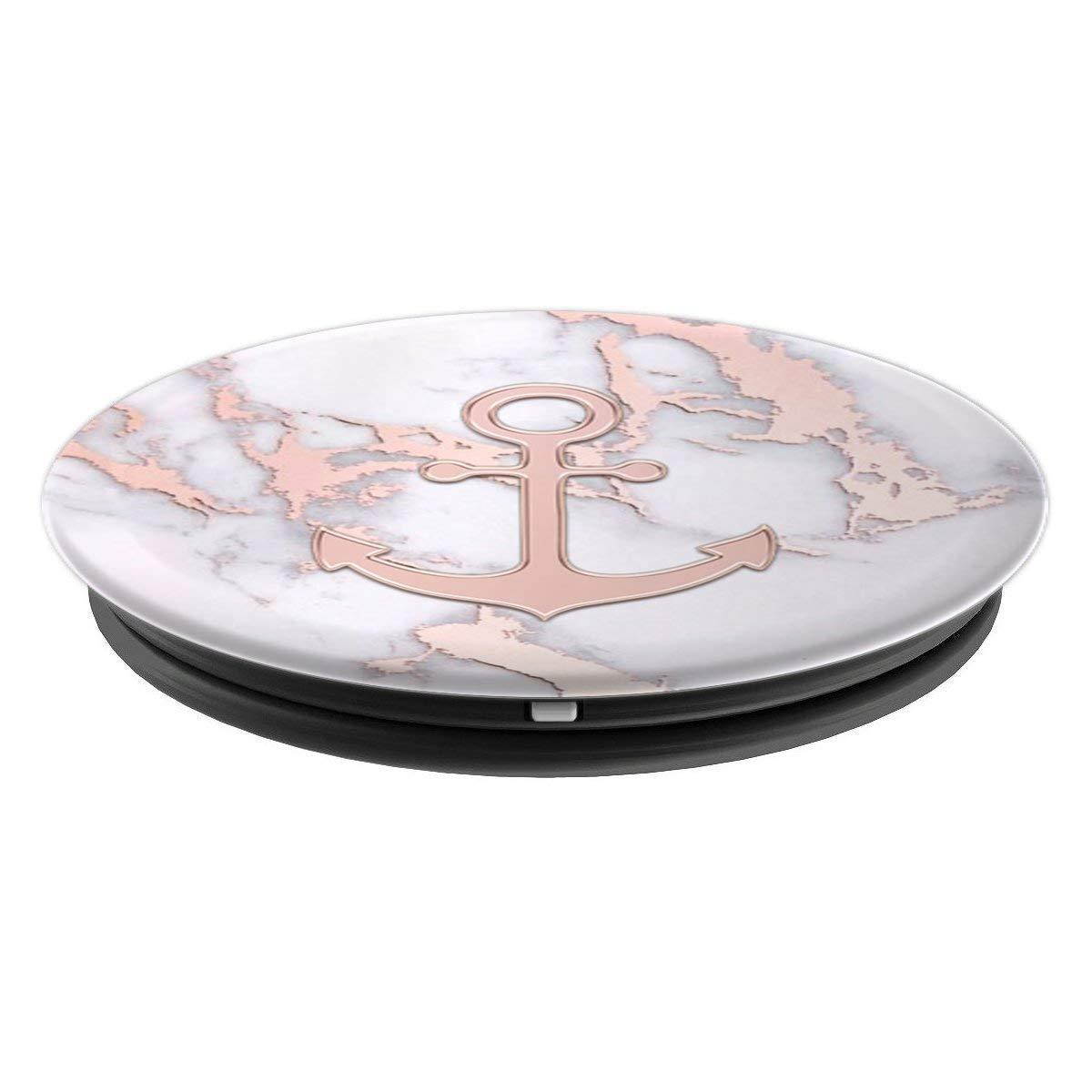 Pop Socket Anchor Rose Gold White Pink Marble Design - PopSockets Grip and Stand for Phones and Tablets