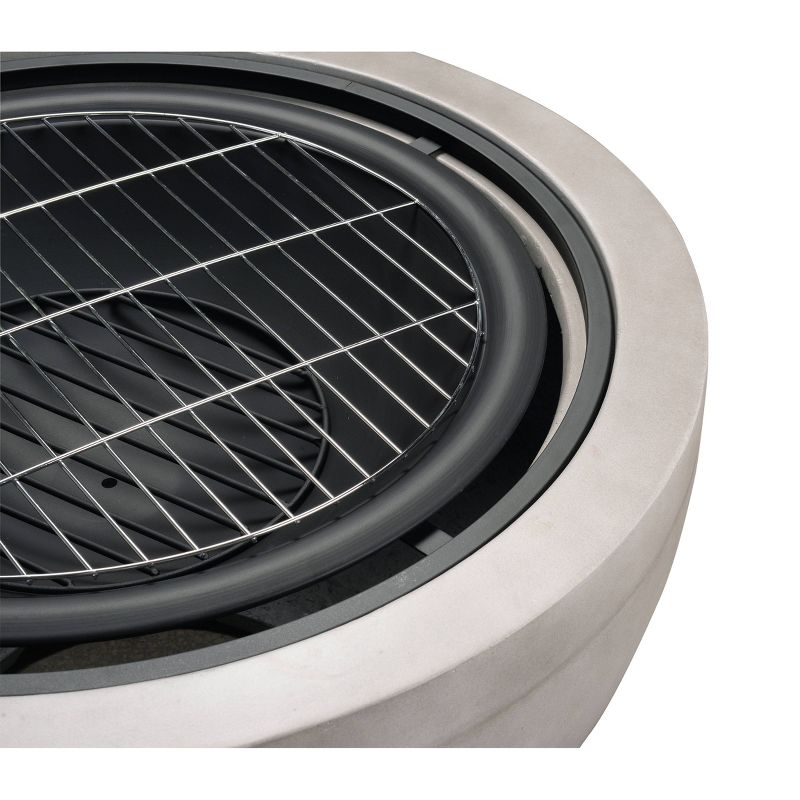 30" Outdoor Round Wood Burning Fire Pit with Concrete Base - Gray - Peaktop