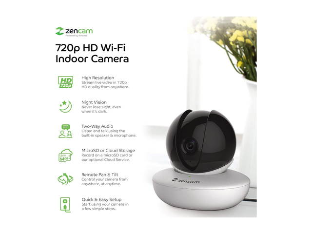 Amcrest Zencam WiFi Camera, Pet Dog Camera, Nanny Cam with Two-Way Audio, Baby Monitor with Cell Phone App, Pan/Tilt Wi-Fi Wireless IP Camera, Micro SD Card, RTSP, Cloud, Night Vision, M1W