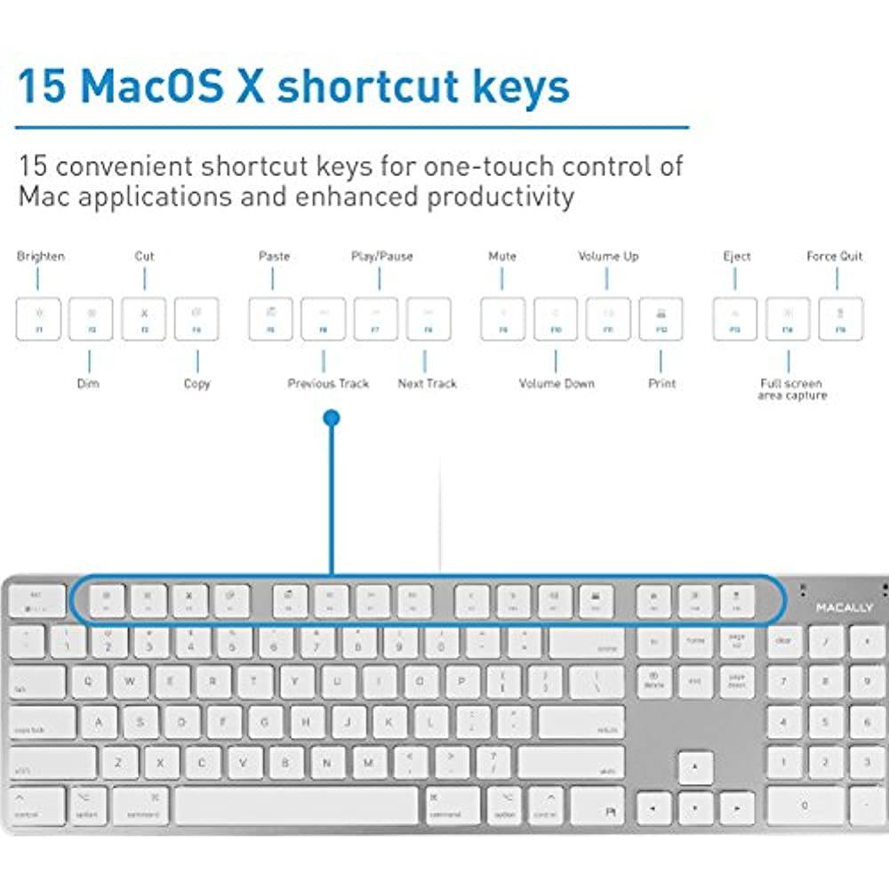 Macally SLIMKEYPROA Ultra-Slim USB Wired Space Keyboard - Gray