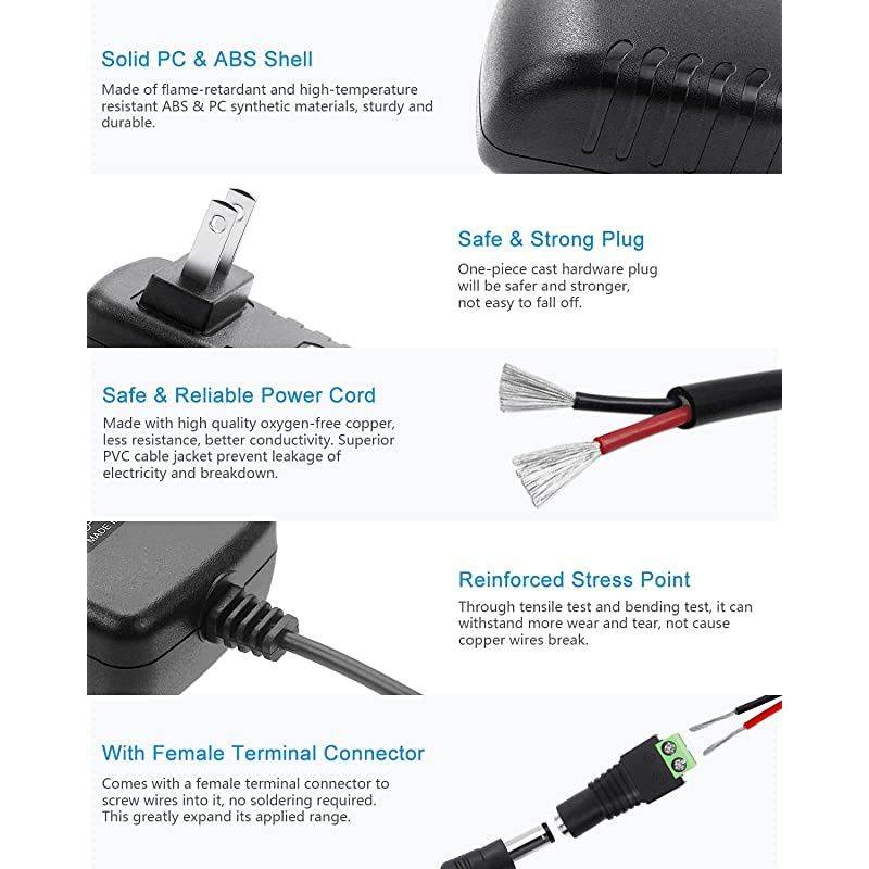24V 1A DC Power Supply Adapter Converter 100~240V AC to DC 24 Volt 24W 1000mA 800mA 650mA 500mA Transformer 55mm x 25mm 21mm Tip for Oil Diffuser Humidifier CCTV Camera DC Pump Pack of 2