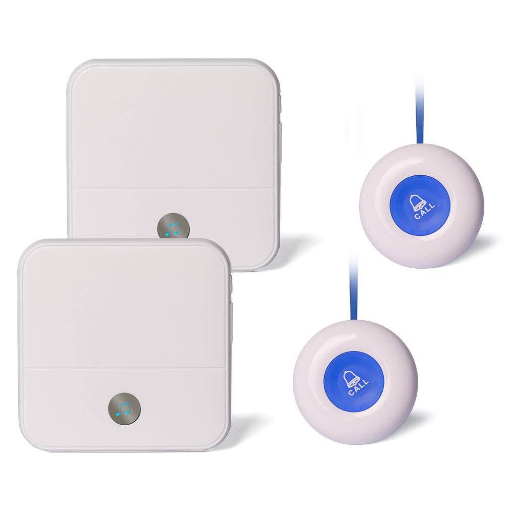 Housecare Wireless Caregiver Pager Call Button Personal Help Alert Pager System for Home Nurses Caregivers Patients Elderly 2 Waterproof Transmitters 2 Plugin Receivers (2 receivers)