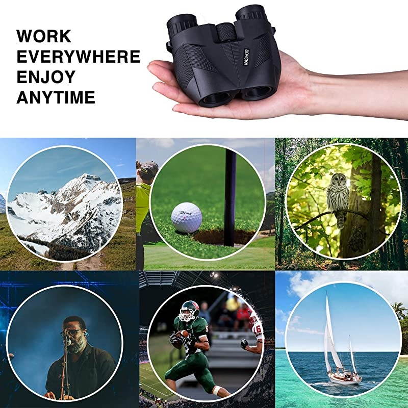 10x25 Compact Binoculars for Adults and Kids Small Binoculars for Concerts Bird Watching Hunting Travel and Sports Games
