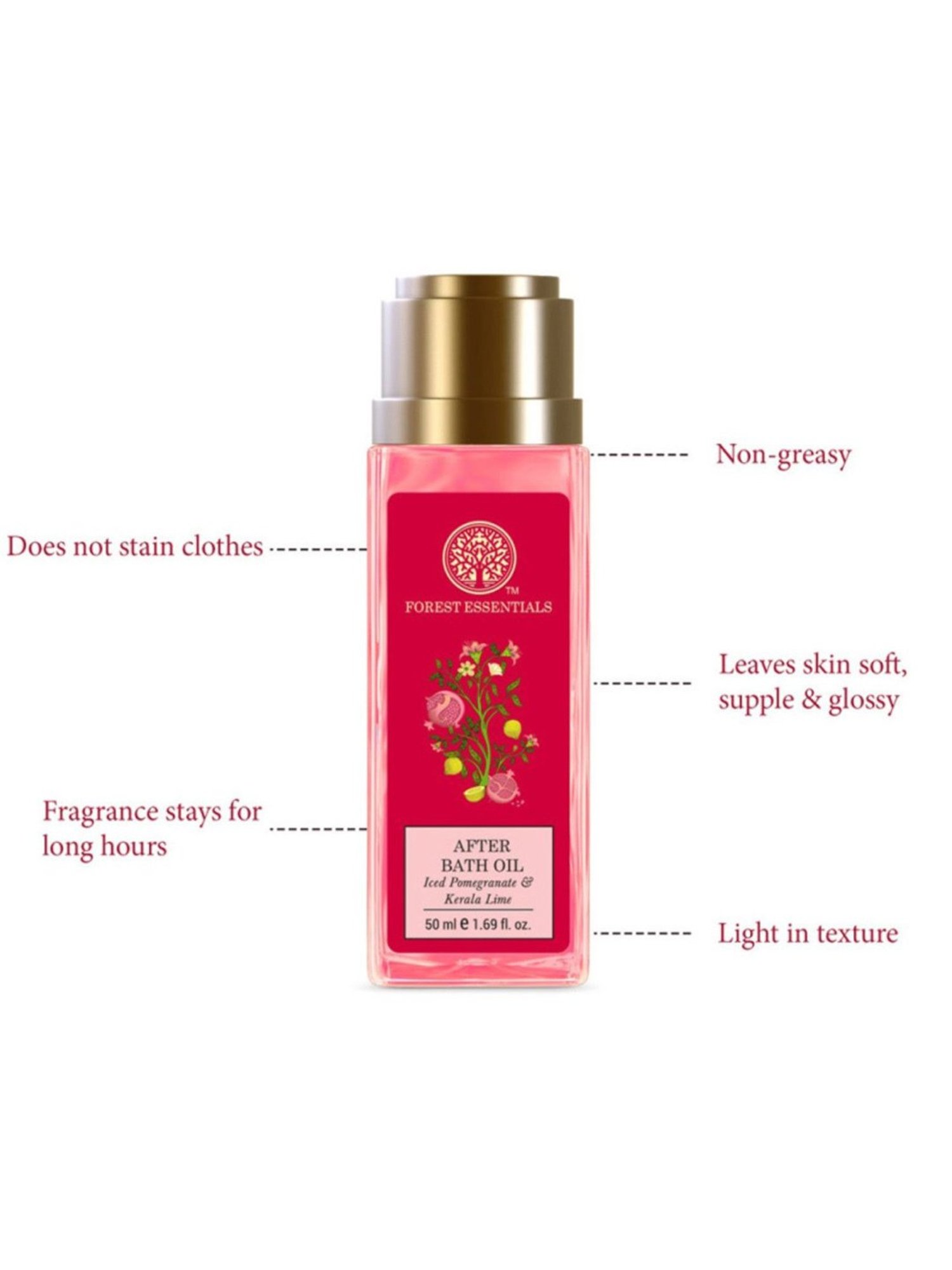 Forest Essentials Ayurvedic Pomegranate & Kerala Lime After Shower Oil - 50 ml