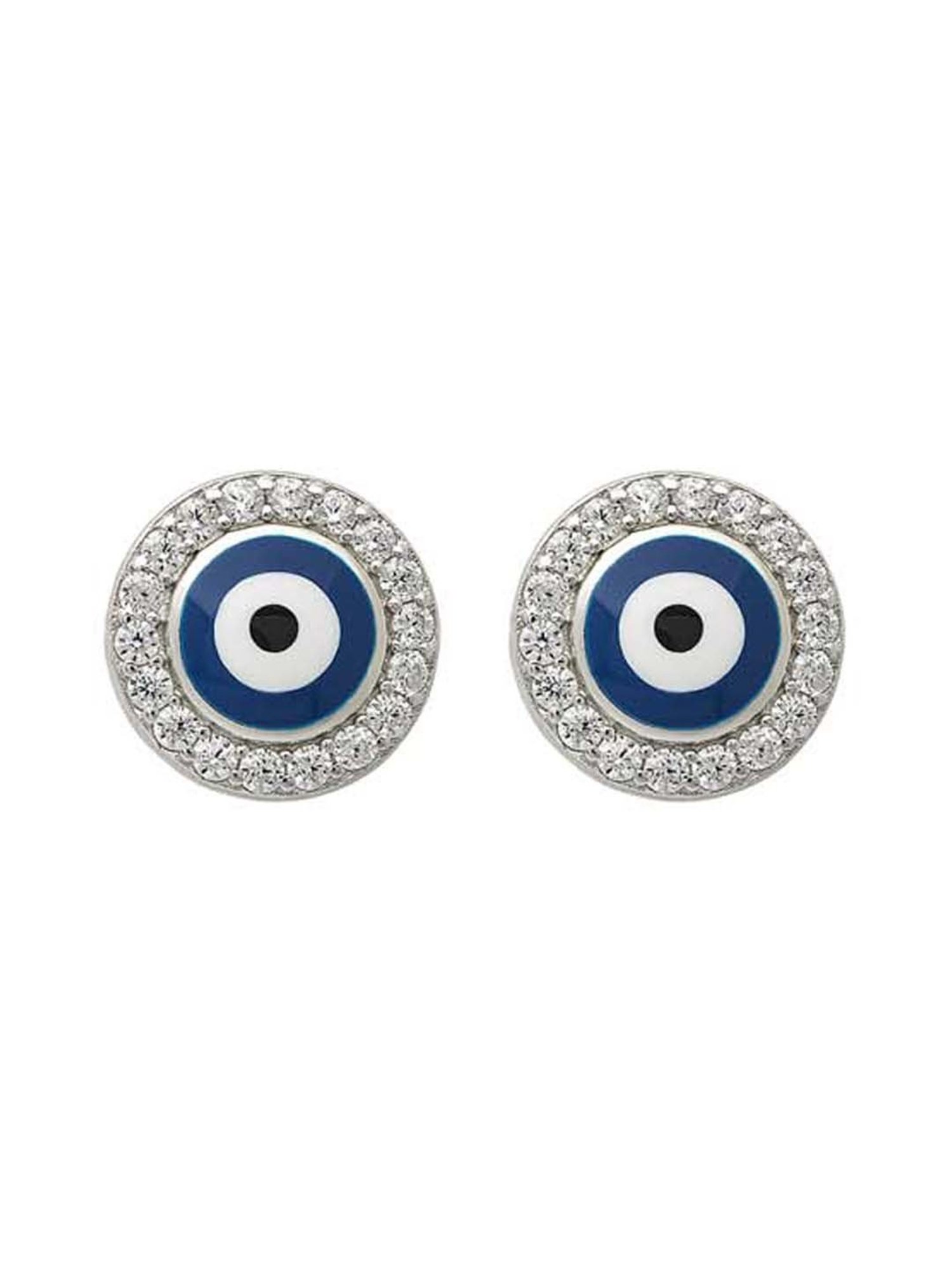 Silberry 925 Sterling Silver Blue Evil Eye Stud Earrings for Women