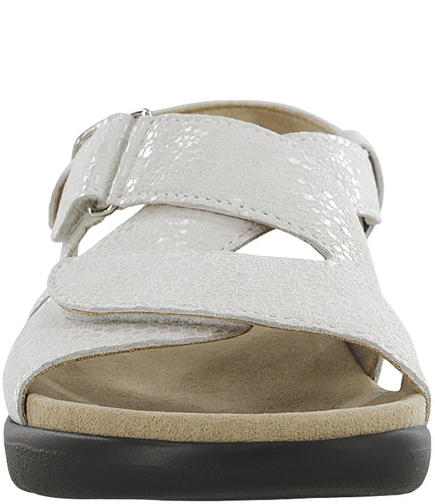 SAS Huggy Reptile Print Leather Adjustable Wedge Sandals