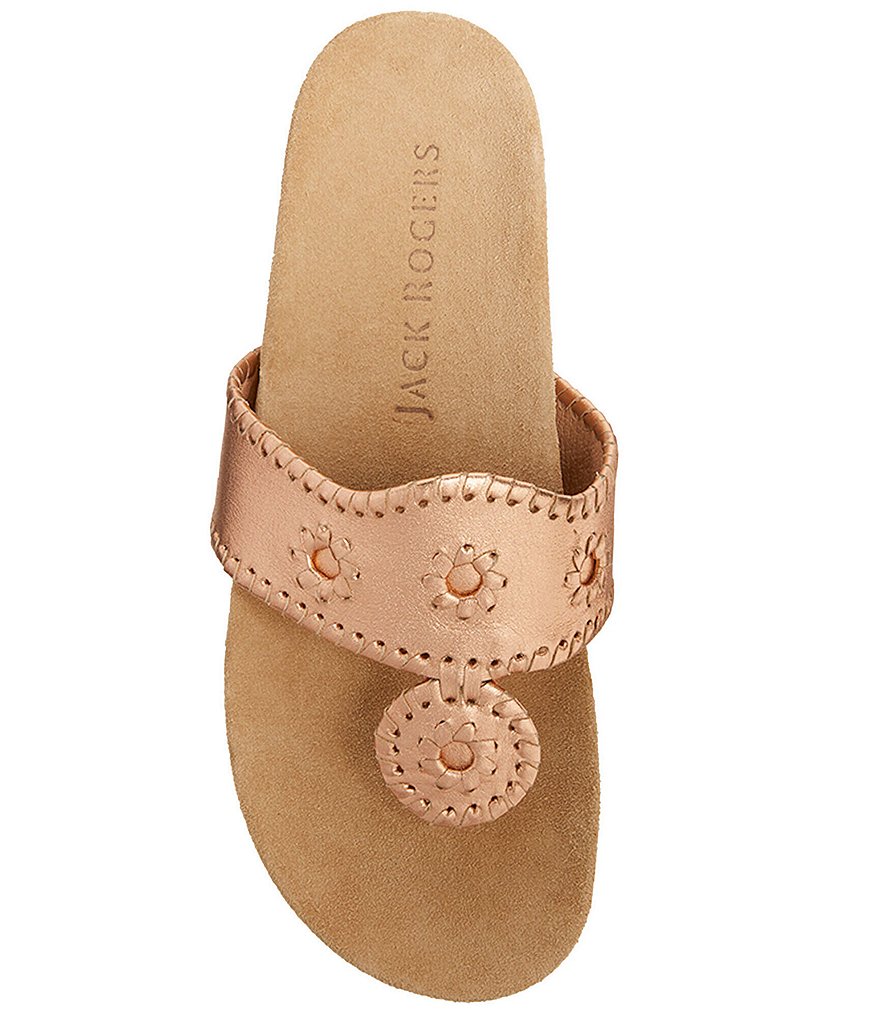 Jack Rogers Jacks Comfort Leather Whipstitch Detail Thong Sandals