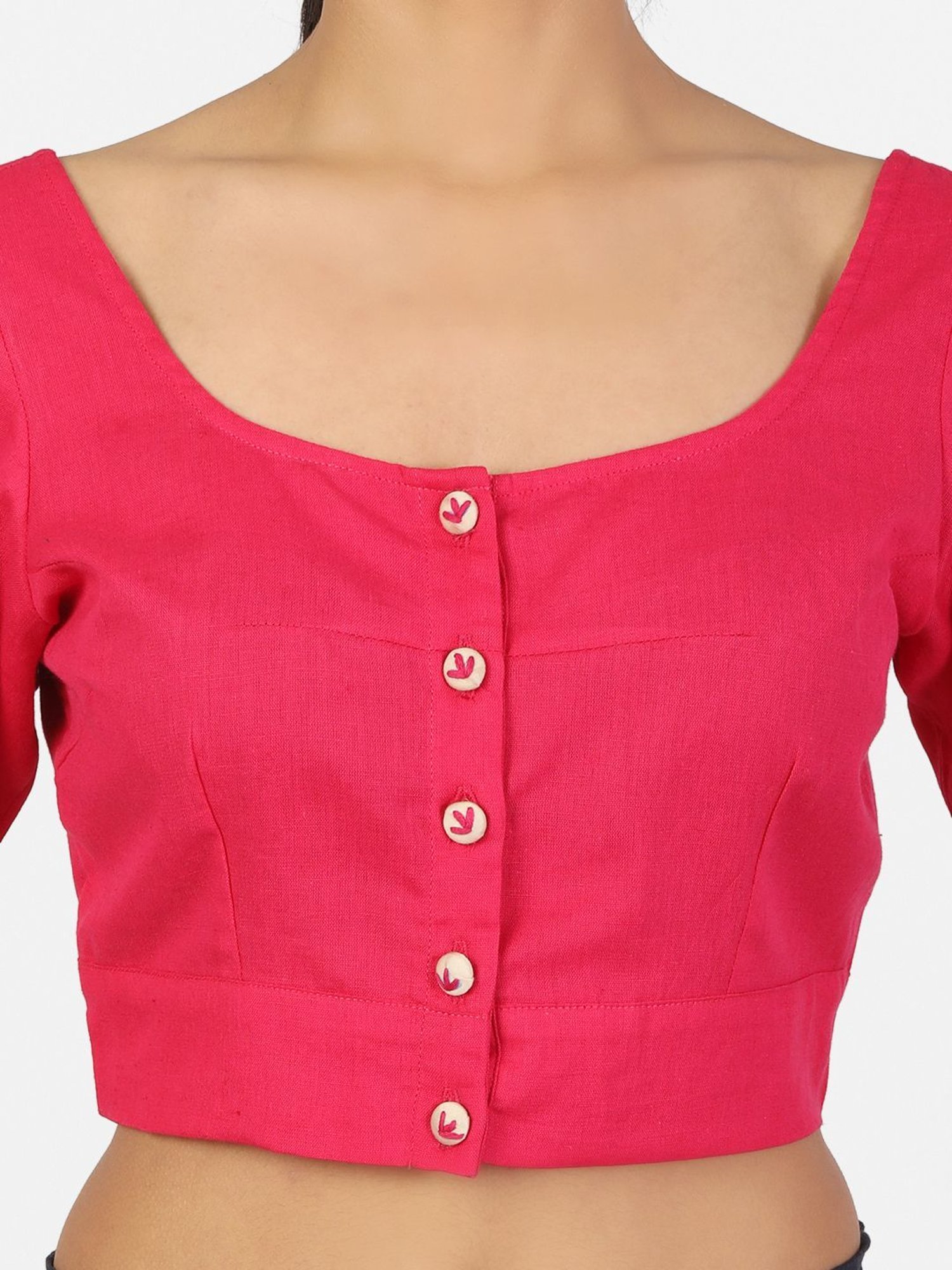 Llajja Pink Cotton Readymade Blouse